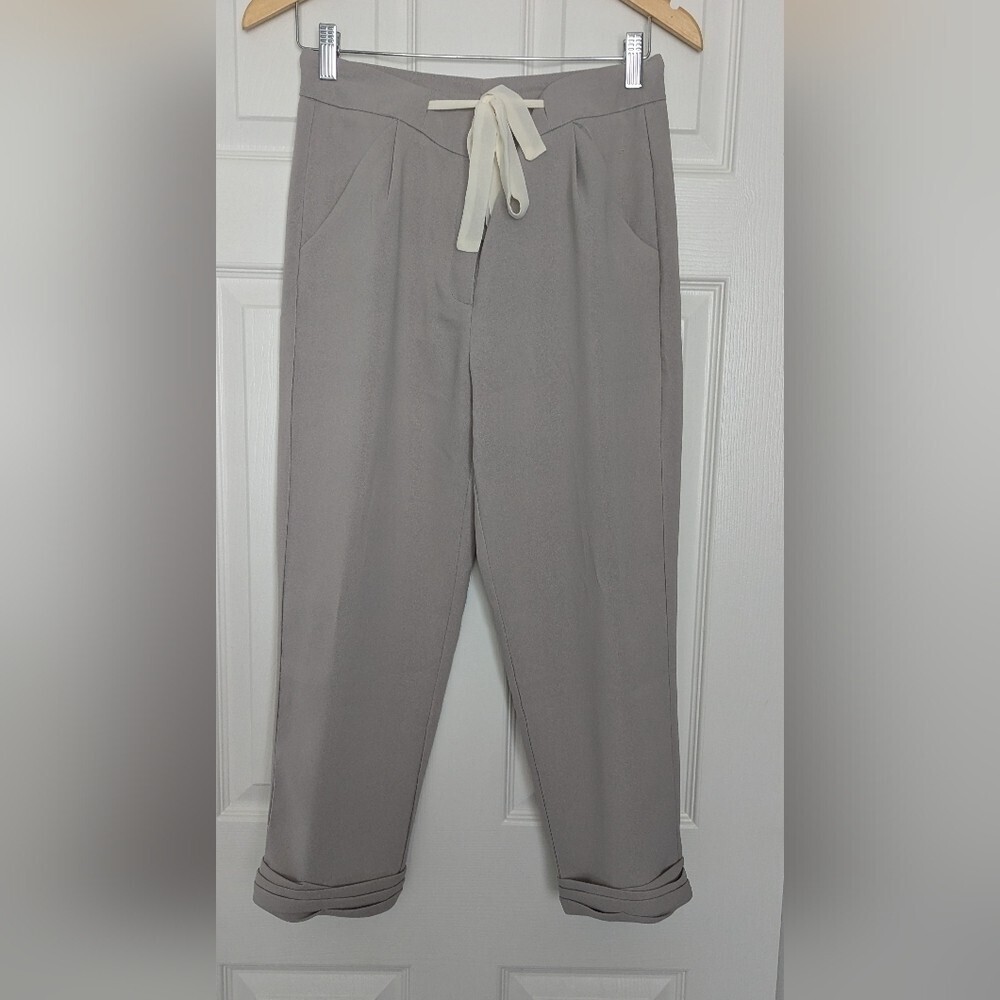 Stylish/Dressy Grey/Mauve Shinestar Gold Women's Cropped/Ankle Pants